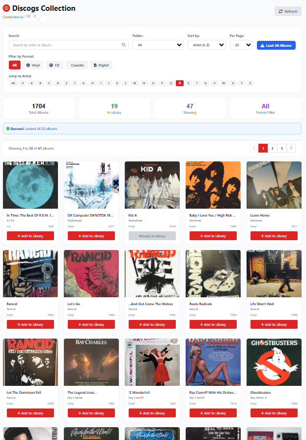 Beautiful Album Grid with A-Z Navigation